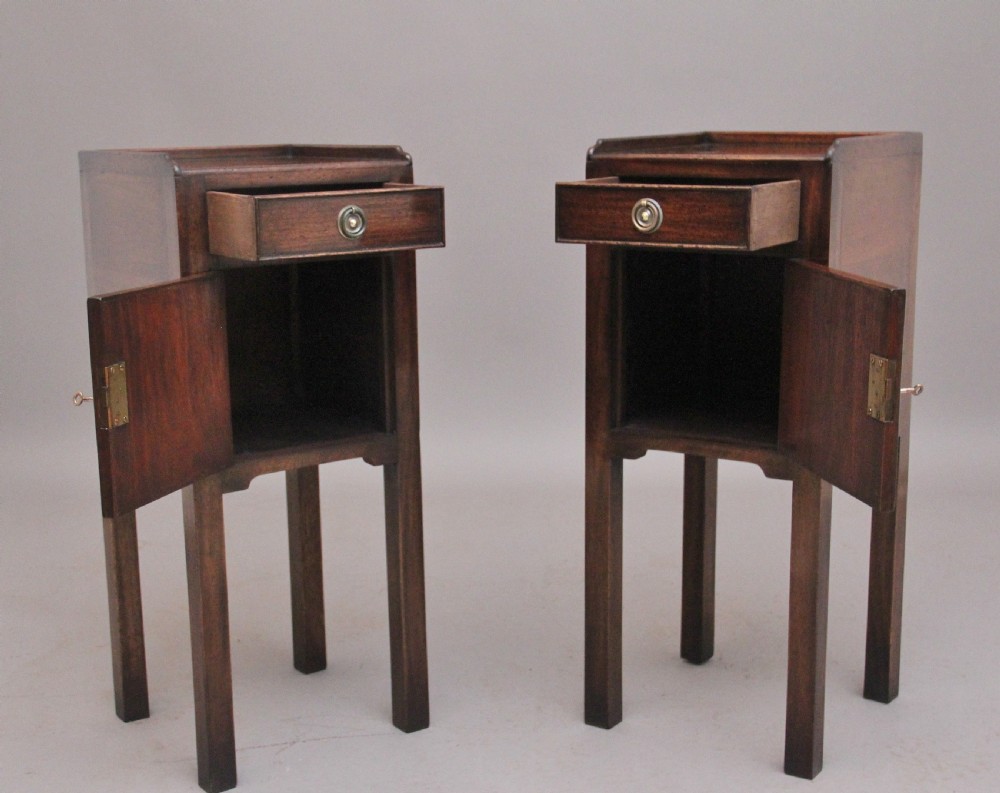 Pair early 20th Century mahogany bedside cabinets View II