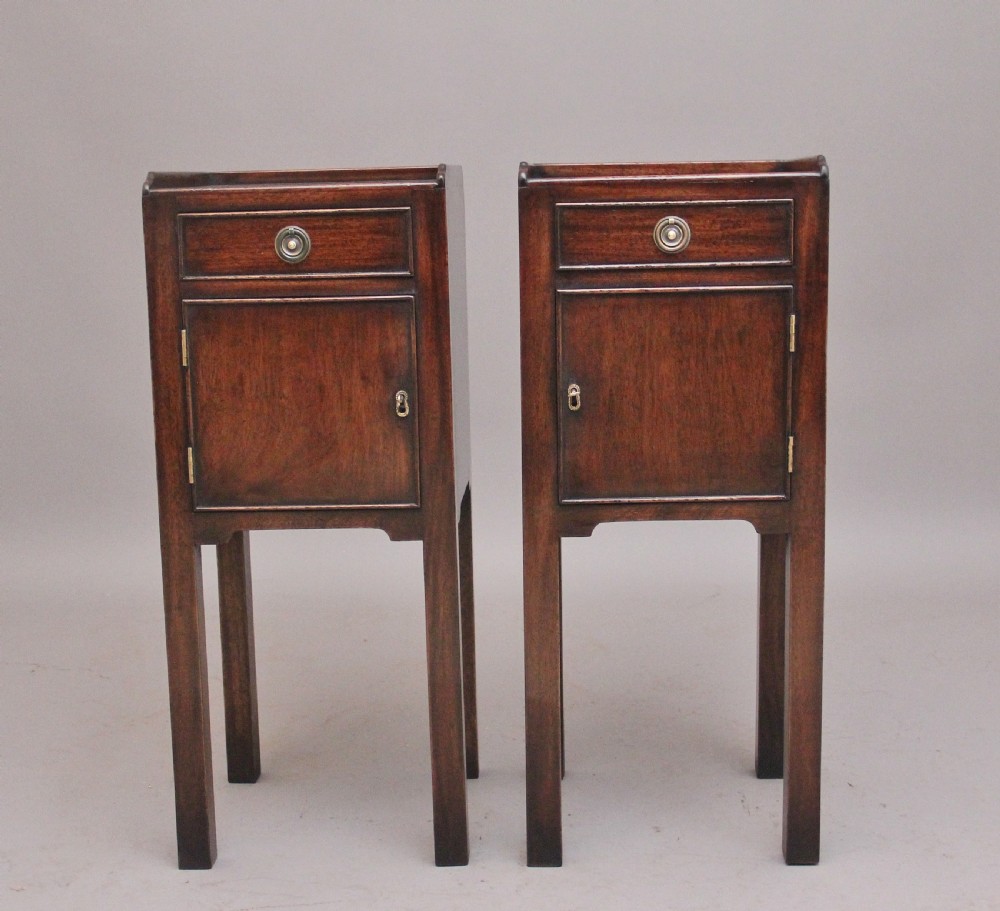 Pair early 20th Century mahogany bedside cabinets View III