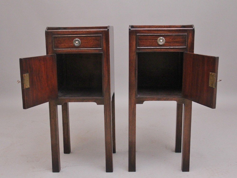 Pair early 20th Century mahogany bedside cabinets View IV