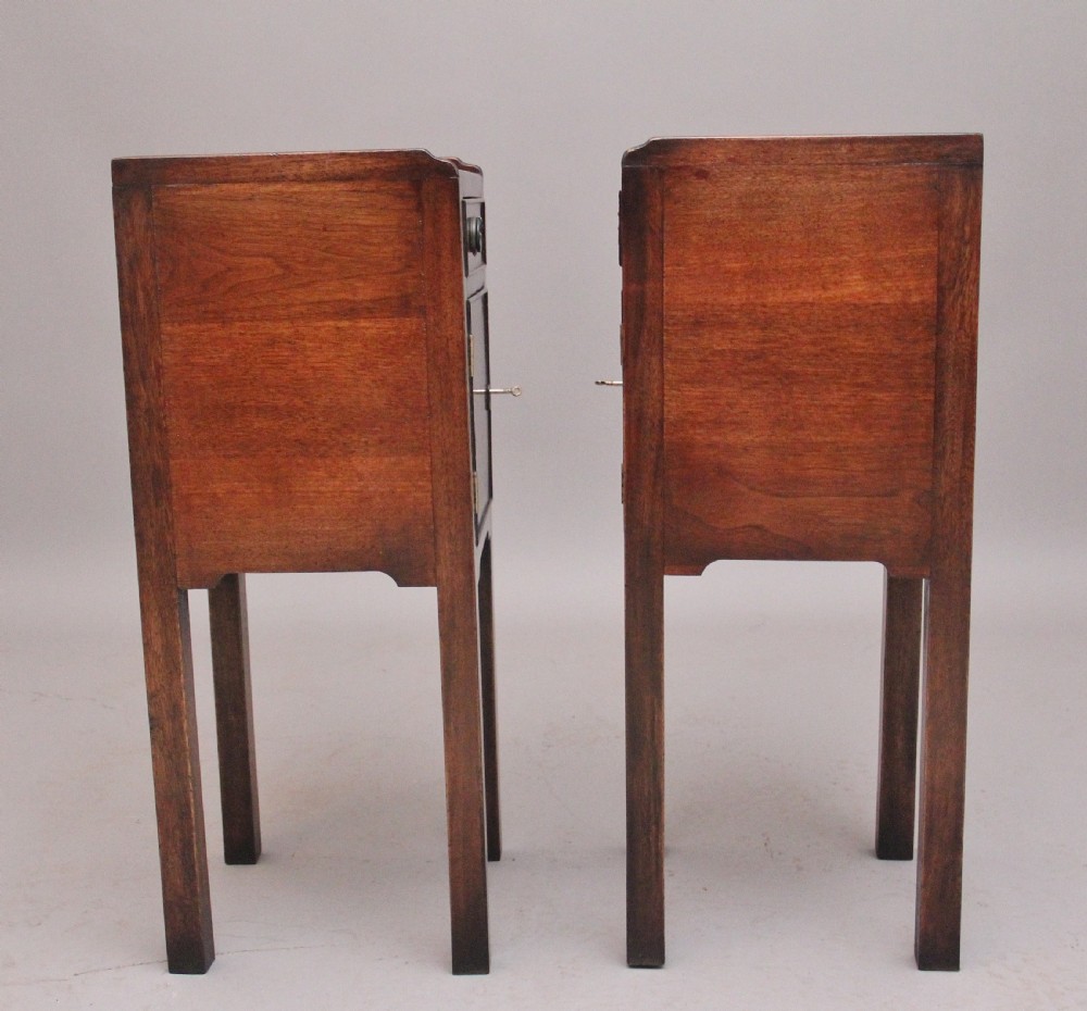 Pair early 20th Century mahogany bedside cabinets View V