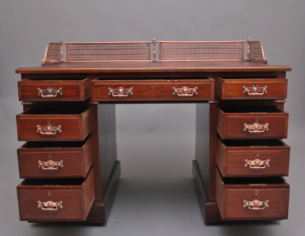 19th Century walnut pedestal desk View II