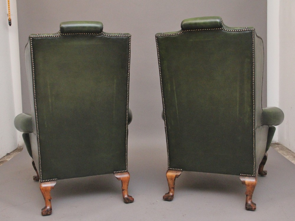 LARGE PAIR OF EARLY 20TH CENTURY WALNUT WINGBACK ARMCHAIRS View VI