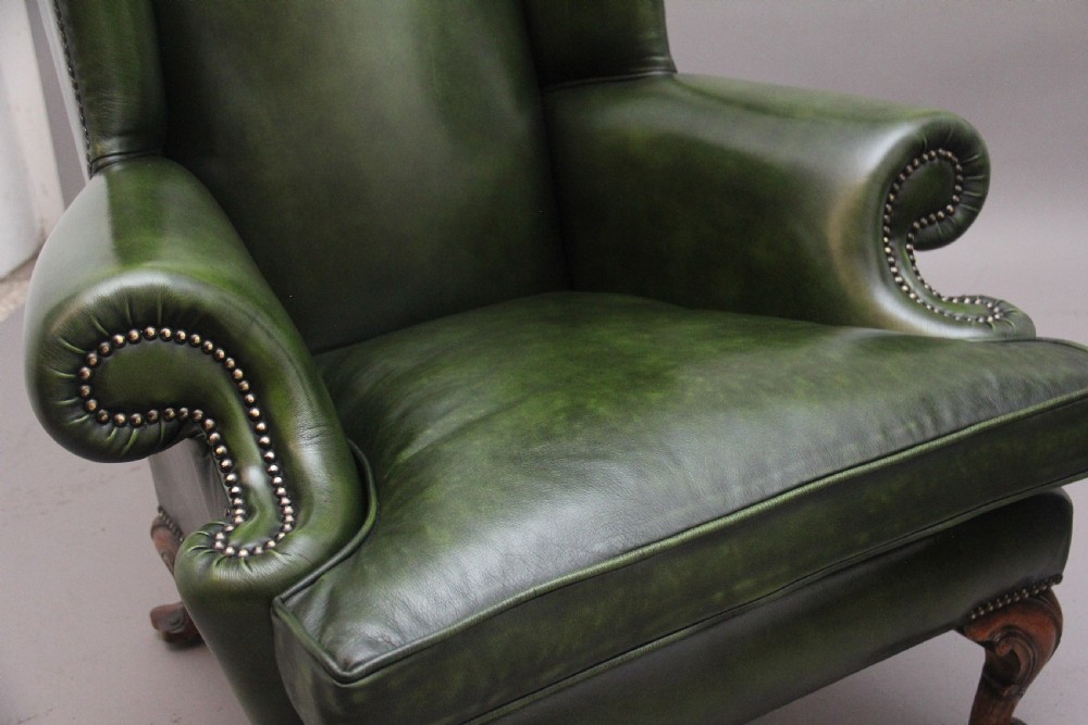LARGE PAIR OF EARLY 20TH CENTURY WALNUT WINGBACK ARMCHAIRS View XIV