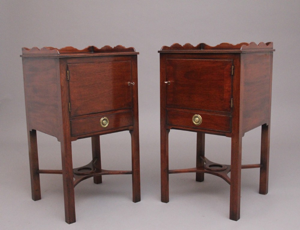 Pair early 20th Century mahogany bedside cabinets