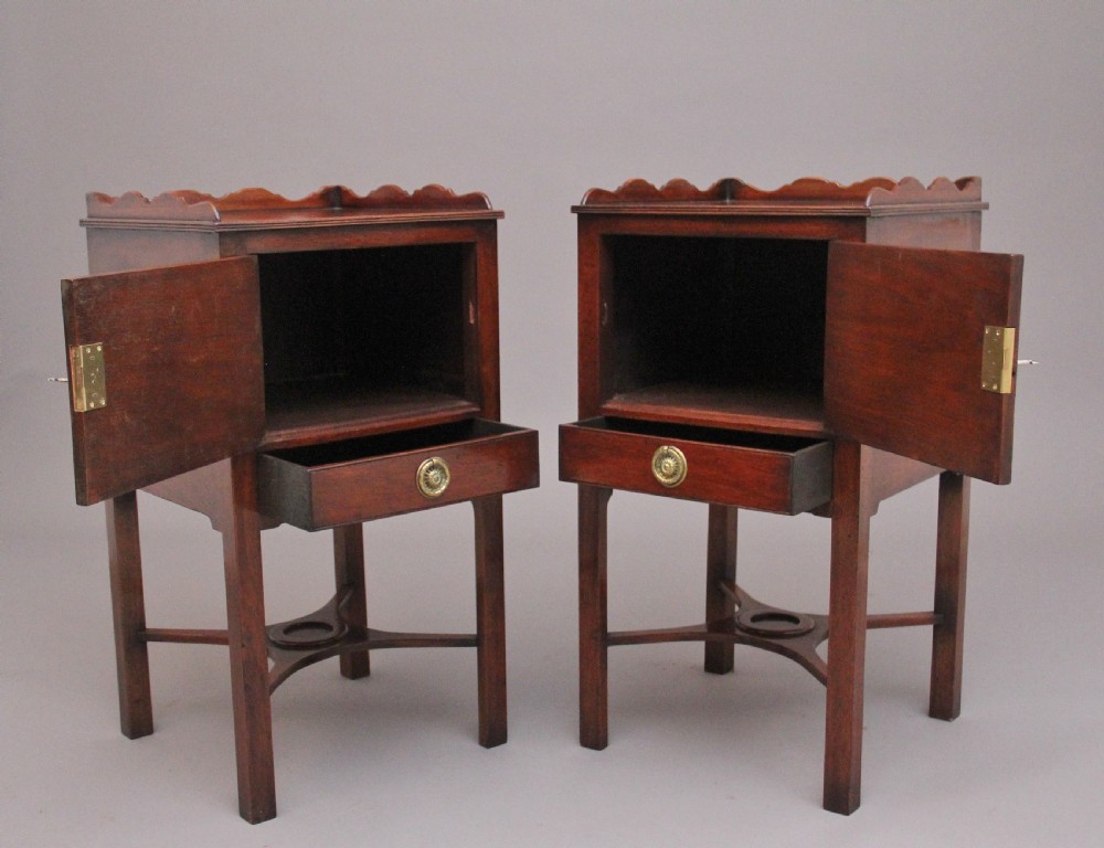 Pair early 20th Century mahogany bedside cabinets View II