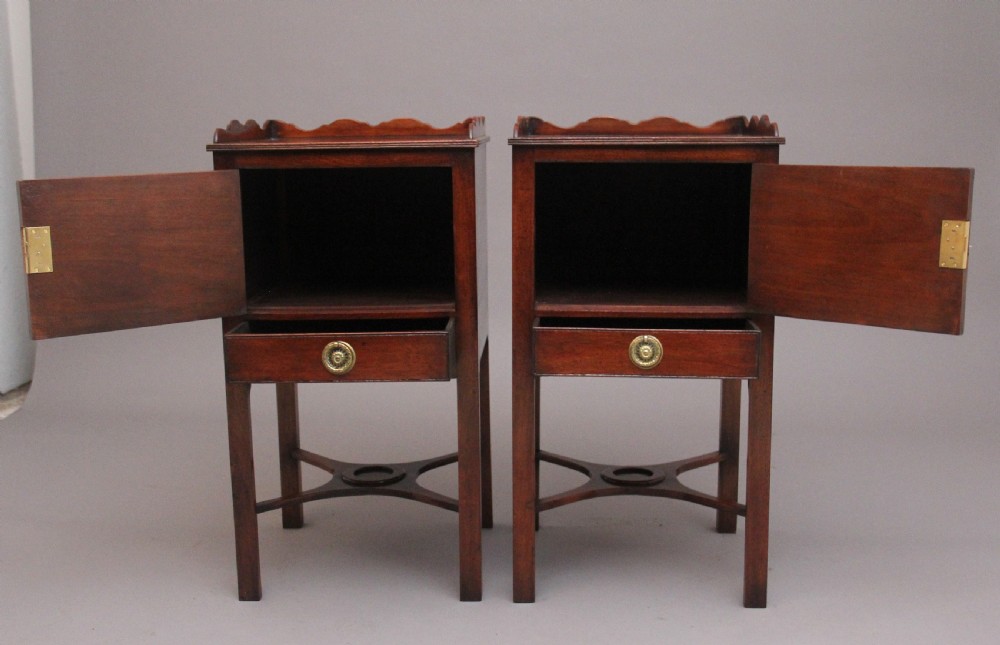 Pair early 20th Century mahogany bedside cabinets View III