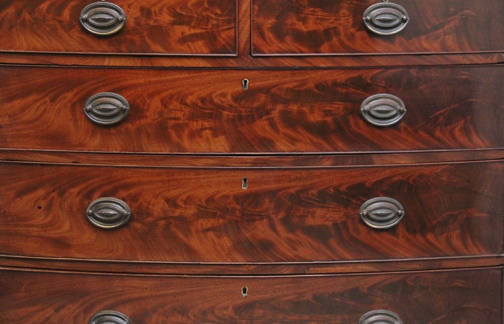 Early 19th Century flame mahogany bowfront chest of drawers View III