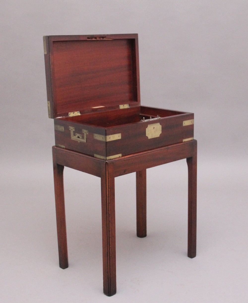 19th Century antique mahogany box on later stand View II