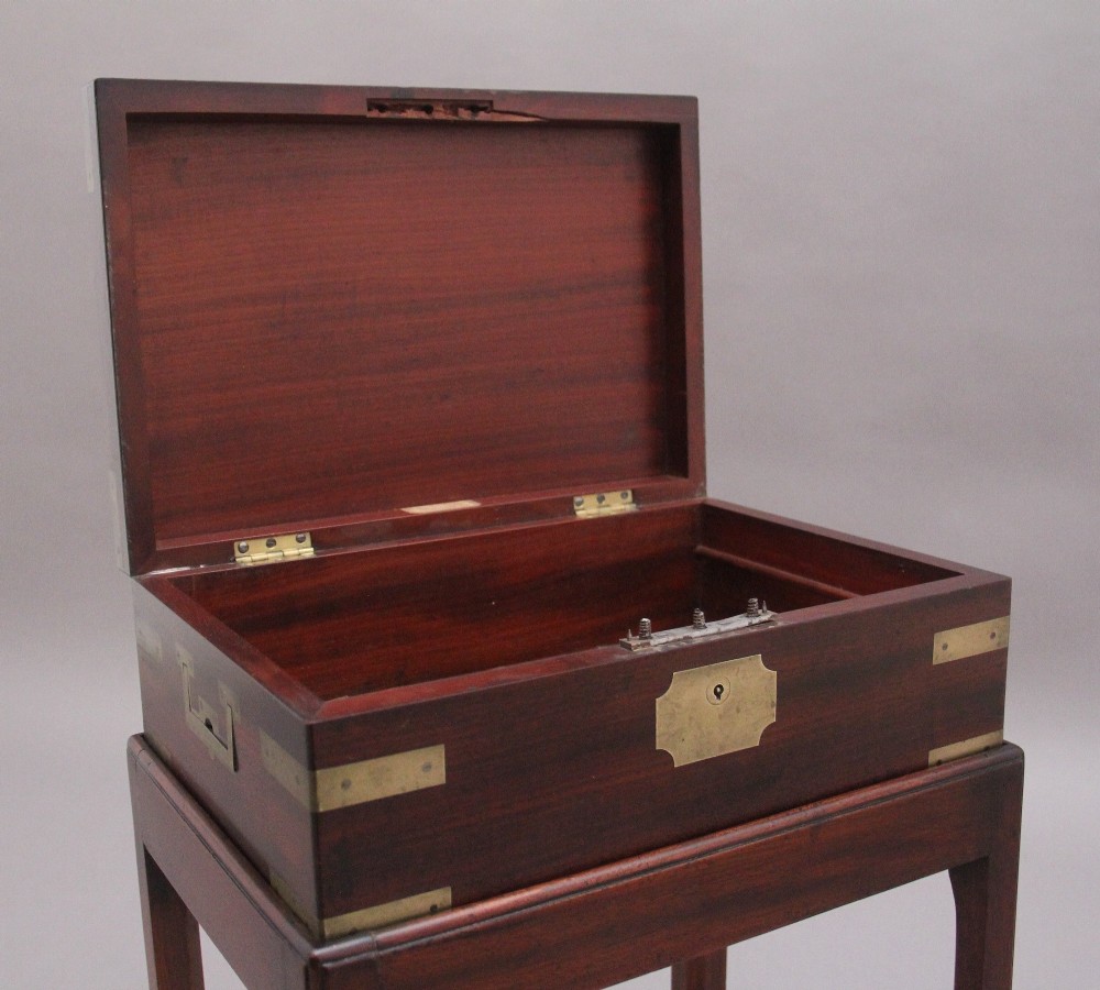 19th Century antique mahogany box on later stand View III