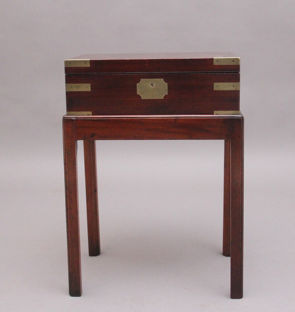 19th Century antique mahogany box on later stand View IV