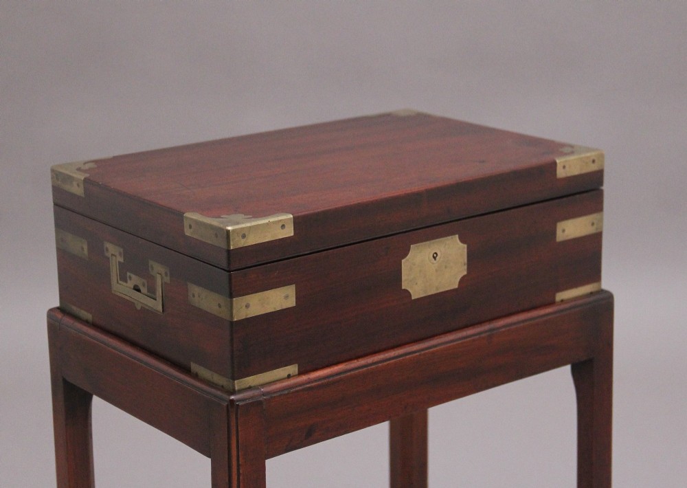 19th Century antique mahogany box on later stand View VII