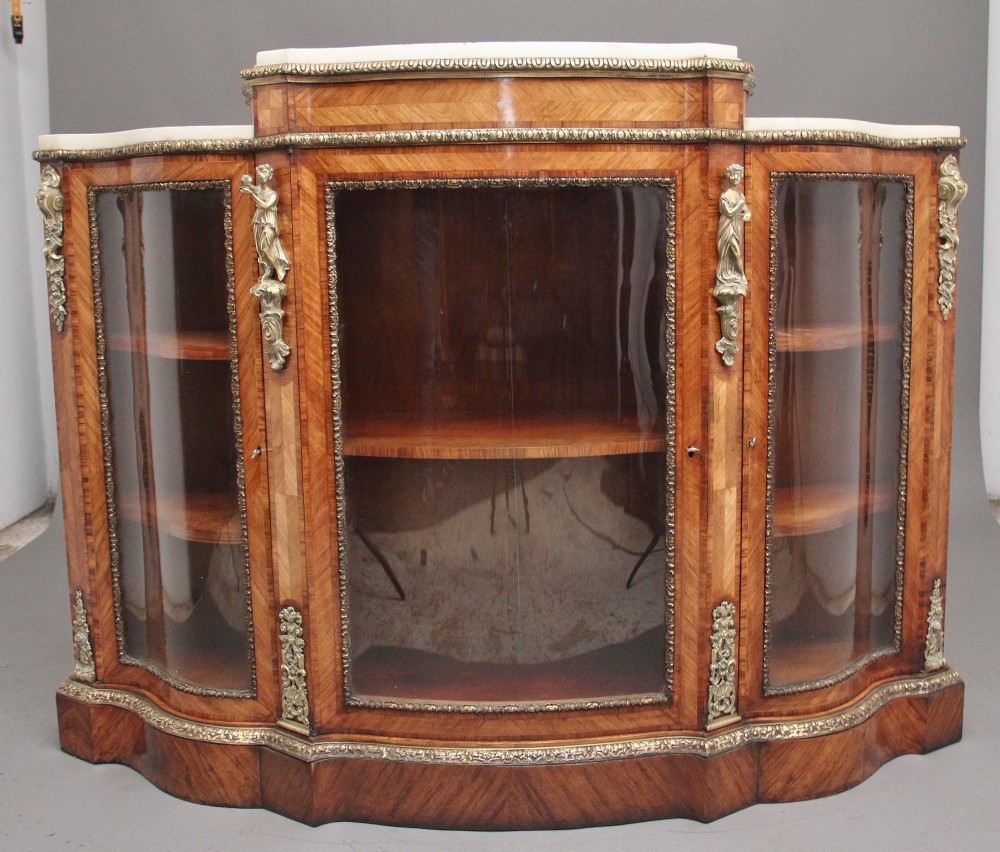 19th Century Kingwood and marble top credenza