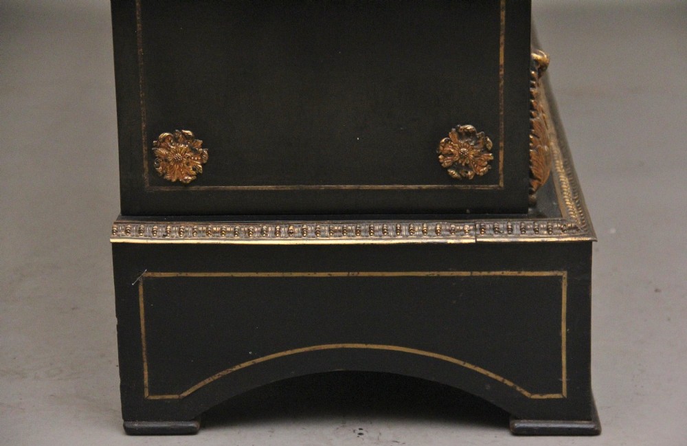 A 19th-century ebonised two-door cabinet featuring detailed brass Boulle marquetry panels, classical female caryatid mounts, and gilt-bronze mouldings. View VIII