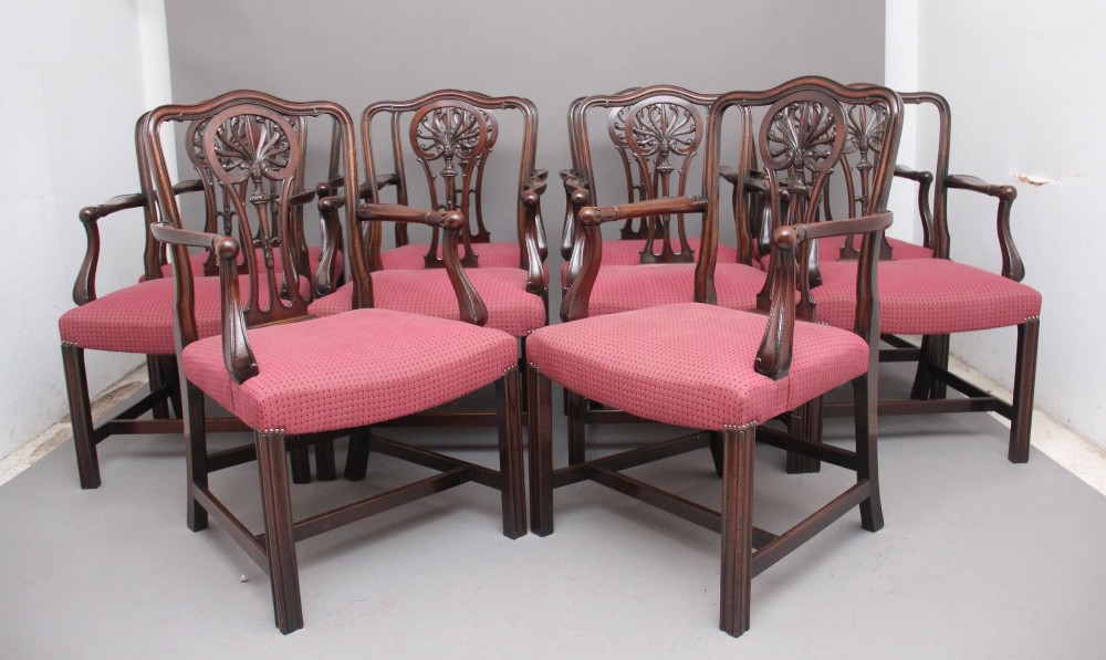 Set of ten mahogany armchairs by Alfred Allen of Birmingham