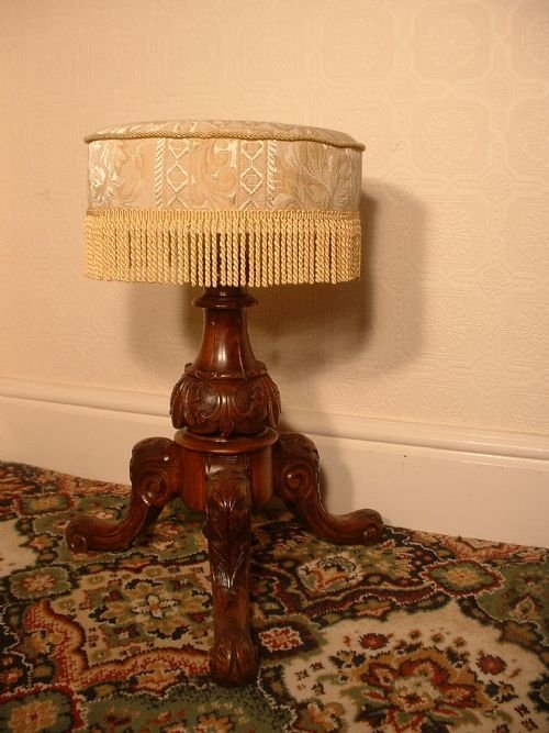 Victorian Walnut Piano Stool