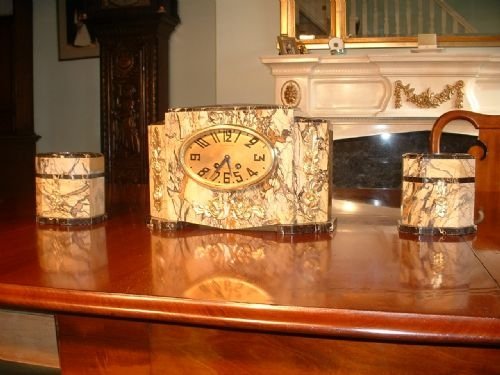 Art Deco, Marble Garniture Set, Clock