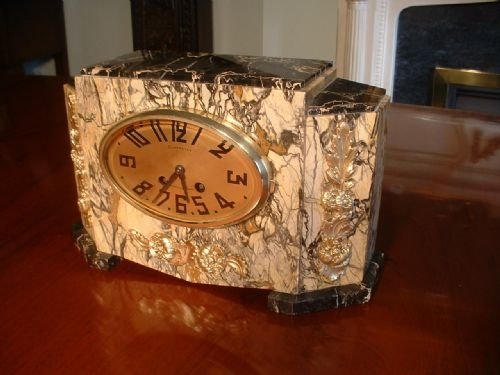 fig 1. Art Deco, Marble Garniture Set, Clock