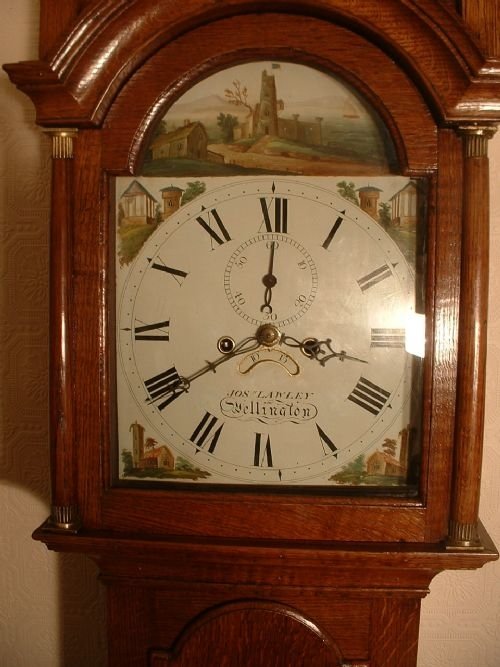 fig 1. oak longcase clock by Jo. Lawley. Wellington