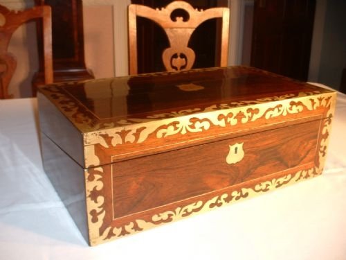 Victorian Rosewood and Brass Writing Slope