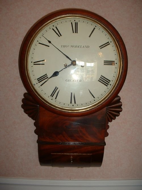 Twin Fusee, Convex Dial, Mahogany Wallclock.