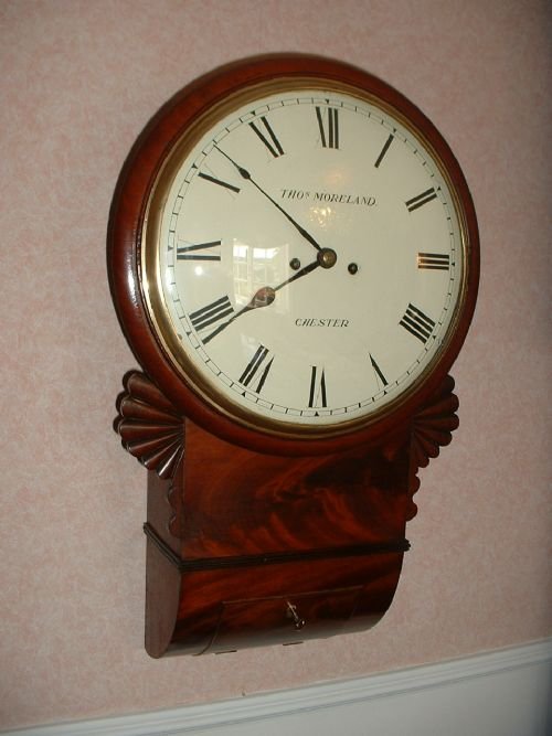fig 1. Twin Fusee, Convex Dial, Mahogany Wallclock.