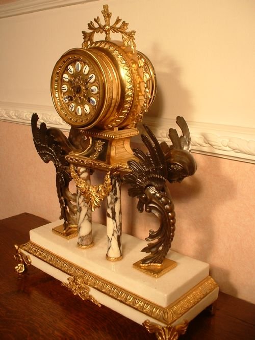 Jpay Freres Gilt and Marble Mantel Clock