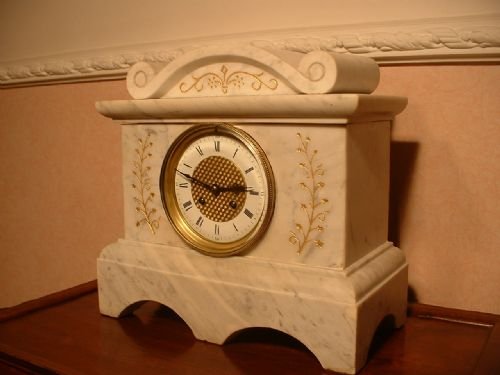 White Marble Striking Mantle Clock.
