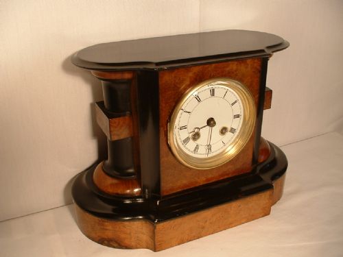 Walnut and Ebonised Mantel Clock