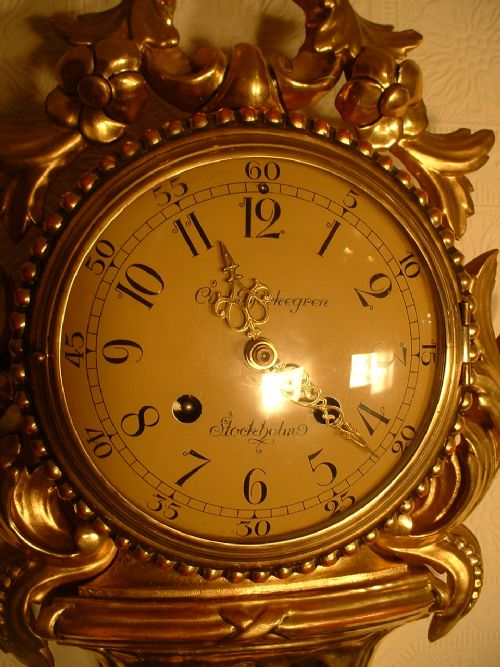 fig 1. Swedish Giltwood Cartel Clock.