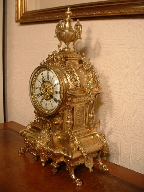 Majestic Gilt Bronze Mantle Clock.