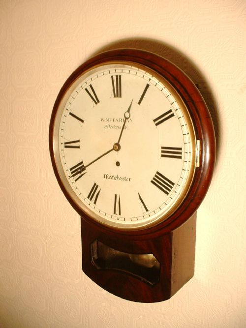 Mahogany, Fusee, Drop-dial Wall Clock