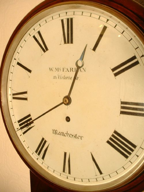 fig 1. Mahogany, fusee, drop-dial wall clock