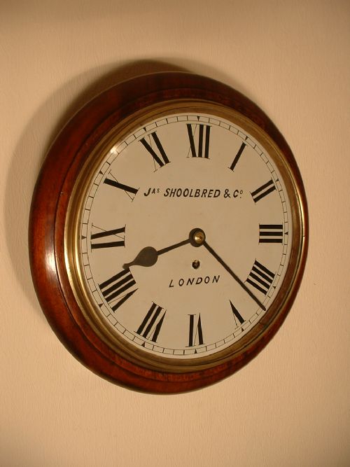 fig 1. London Mahogany Dial Clock.
JAMES SCHOOLBRED & CO.