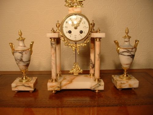 fig 1. Marble Portico Garniture Clock Set