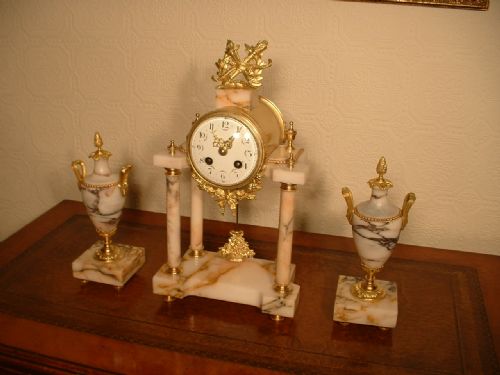 fig 2. Marble Portico Garniture Clock Set