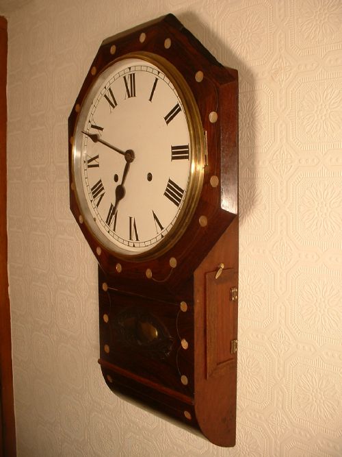 Rosewood & Mother-of-pearl Drop Dial Wall Clock