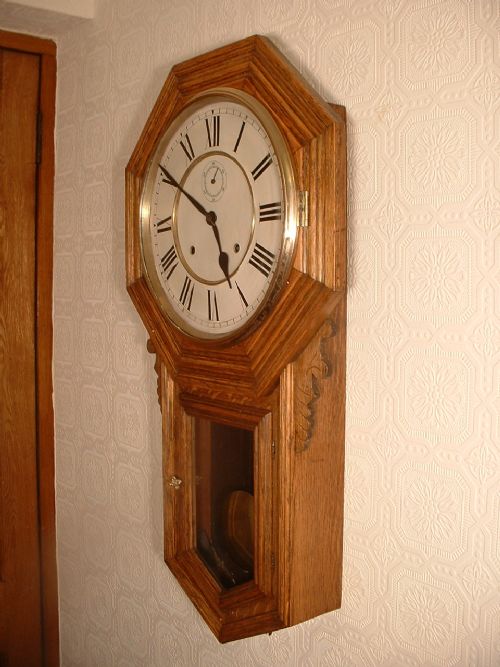 fig 1. Striking Oak Drop Dial Wall Clock.