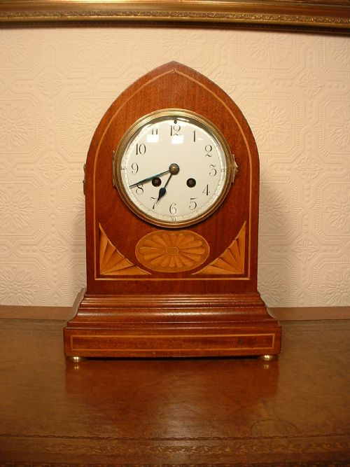 Edwardian Inlaid Striking Mantel Clock