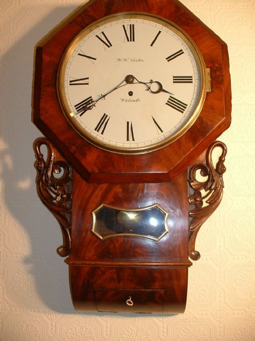 Flame Mahogany Dropdial Fusee Wall Clock.