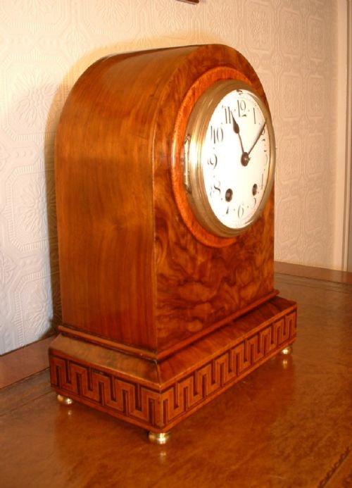 Burr Walnut Striking Mantel Clock