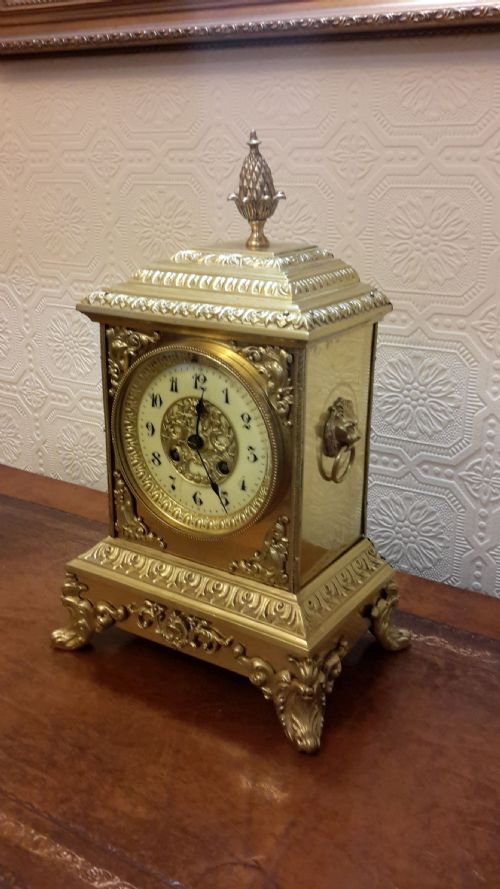 Japay Freres Brass Mantel Clock.