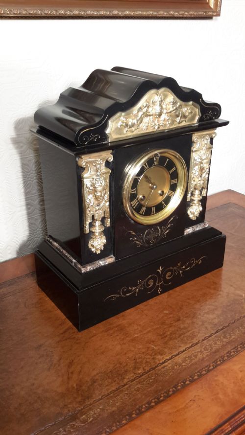 fig 1. Black Slate, Striking Mantel Clock