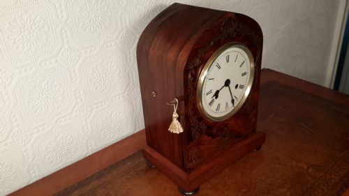 fig 1. Brass Inlay, Rosewood Matel Clock. Silk Suspension.