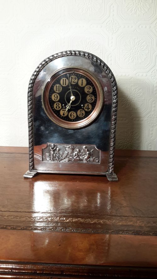 Chromed Art-nouveau Mantel Clock. Japay Freres.