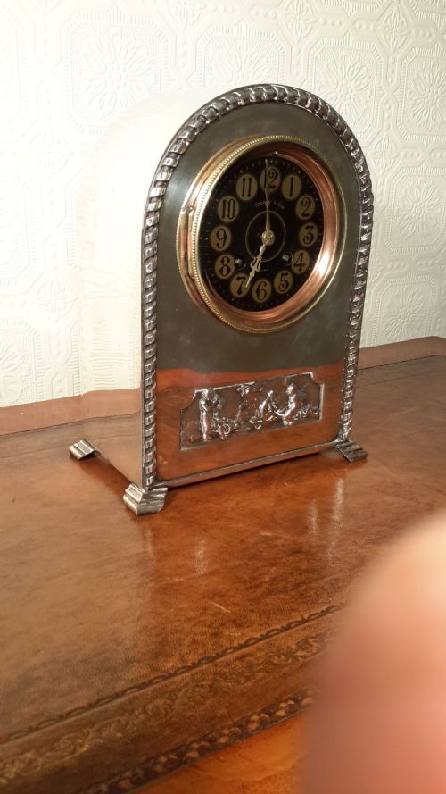 fig 1. Chromed Art-Nouveau Mantel Clock. Japay Freres.
