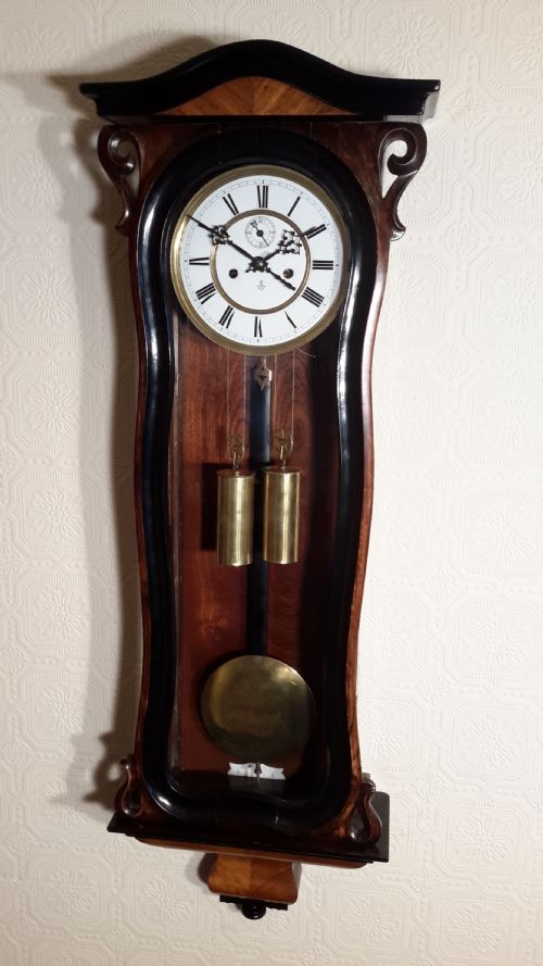 Gustav Becker, Serpentine Front, Vienna Wall Clock.