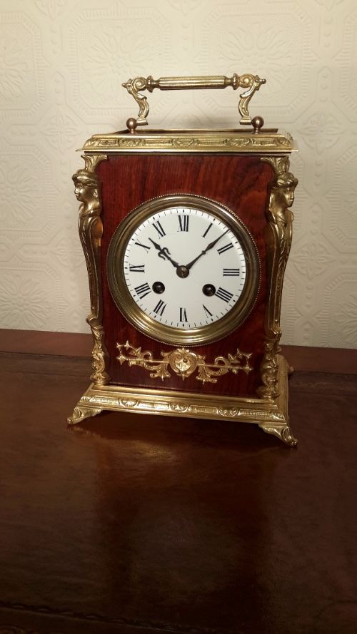 Rosewood & Brass Mantel Clock