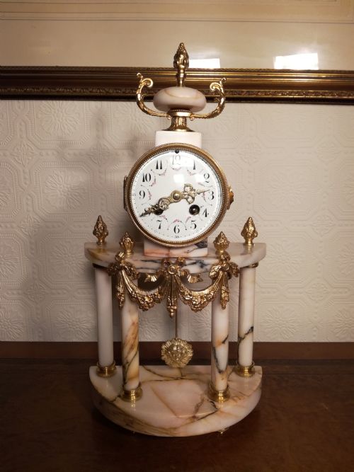 Superb Sienna Marble Portico Clock