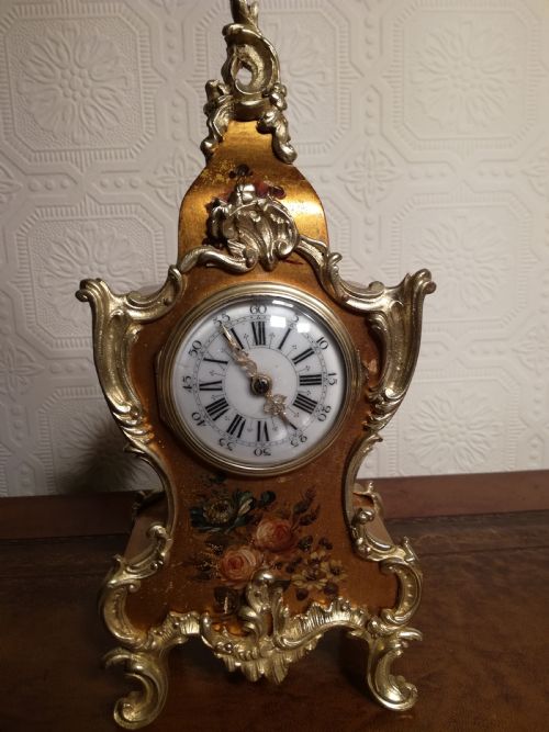 Petite Vernis Martin Mantel/table Clock