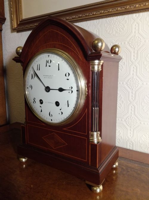 Mahogany Striking Bracket Clock. Russell of Liverpool.